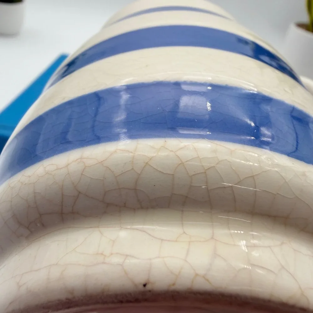 Vintage Staffordshire Chef Ware Blue White Striped Creamer Pitcher England 4in